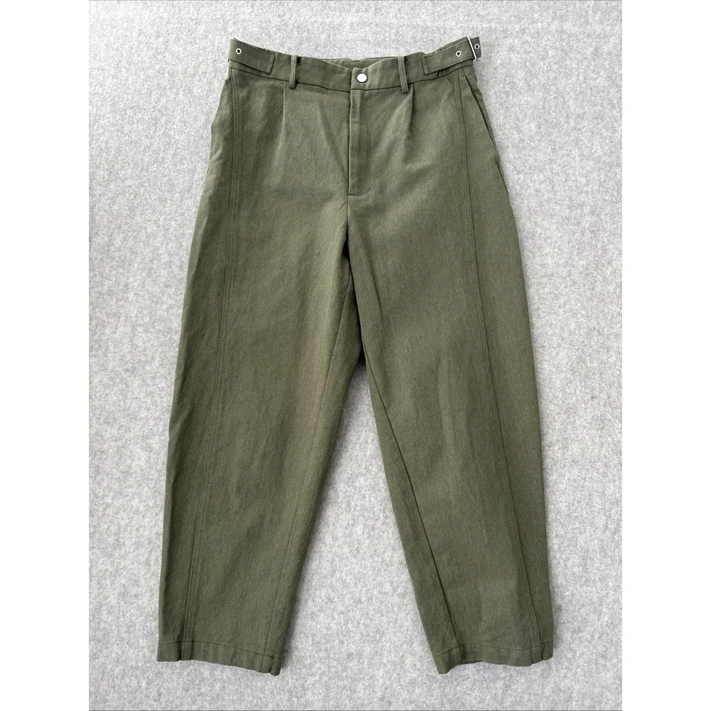 Dept Anonym Cotton Tapered Trousers Green Adjustable Waist Mens Medium